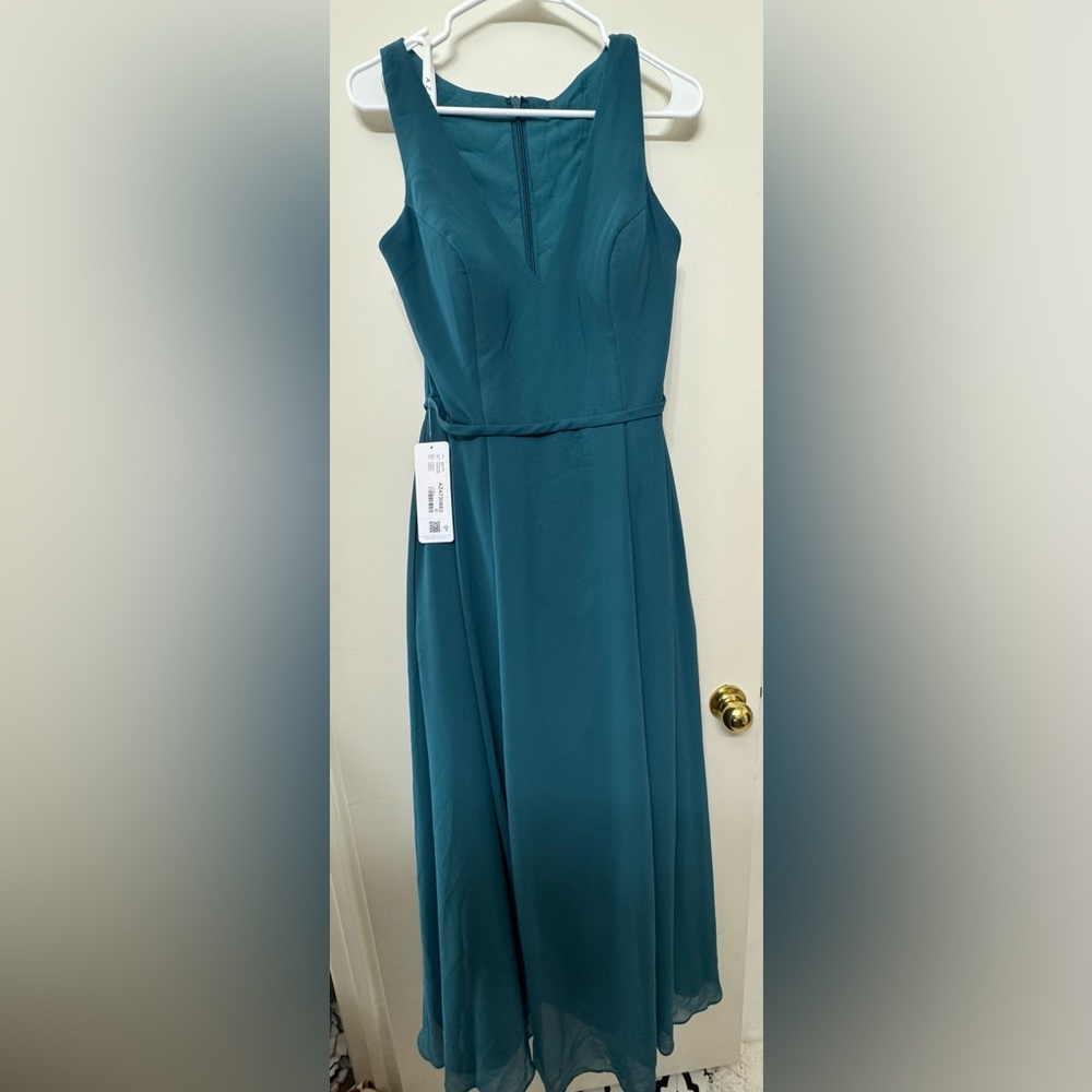 Azazie Mimi bridesmaid dress in the color peacock.